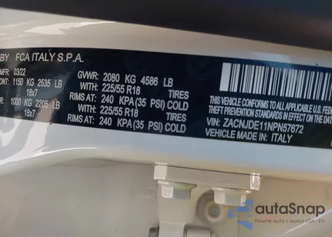 2022 Jeep Renegade Altitude 4X4 из США, поврежденный, VIN ZACNJDE11NPN57672